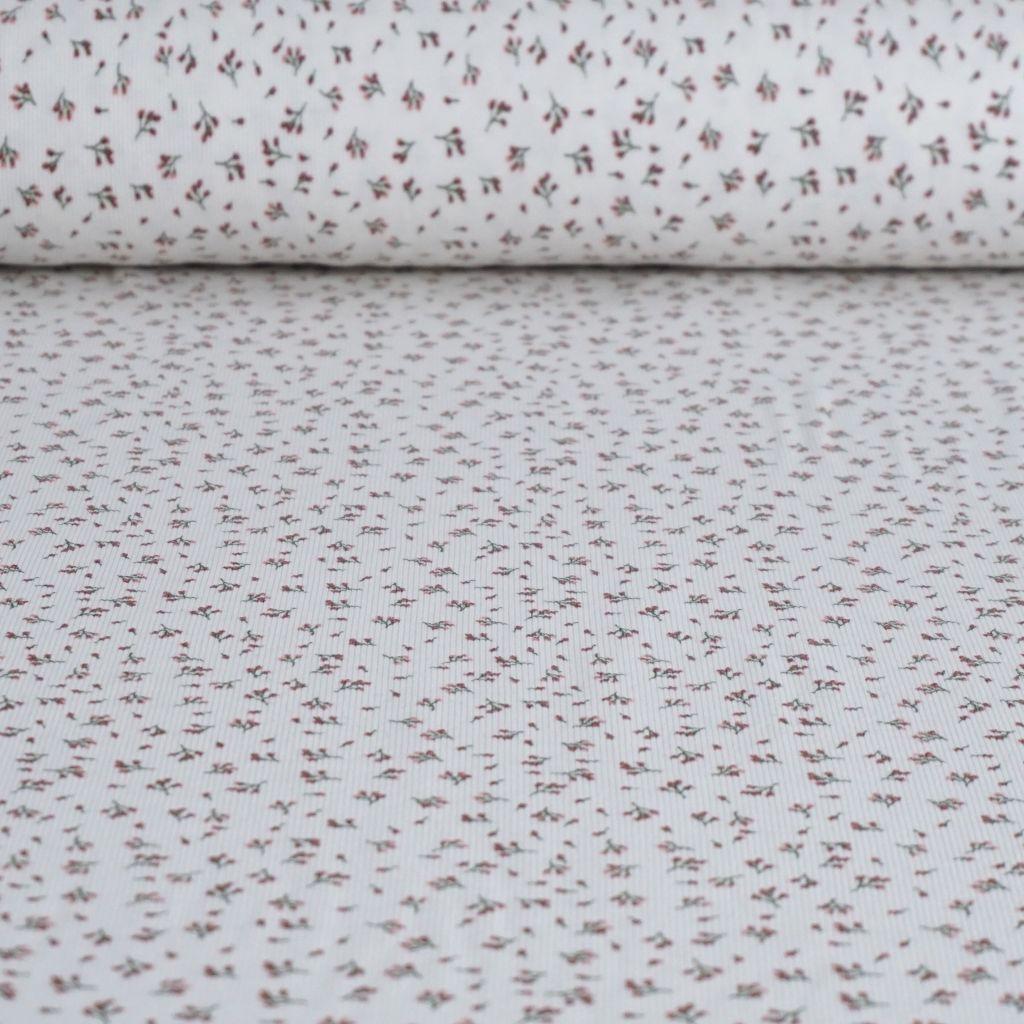 Feinripp-Jersey aus Baumwolle kleine Streublümchen weiß